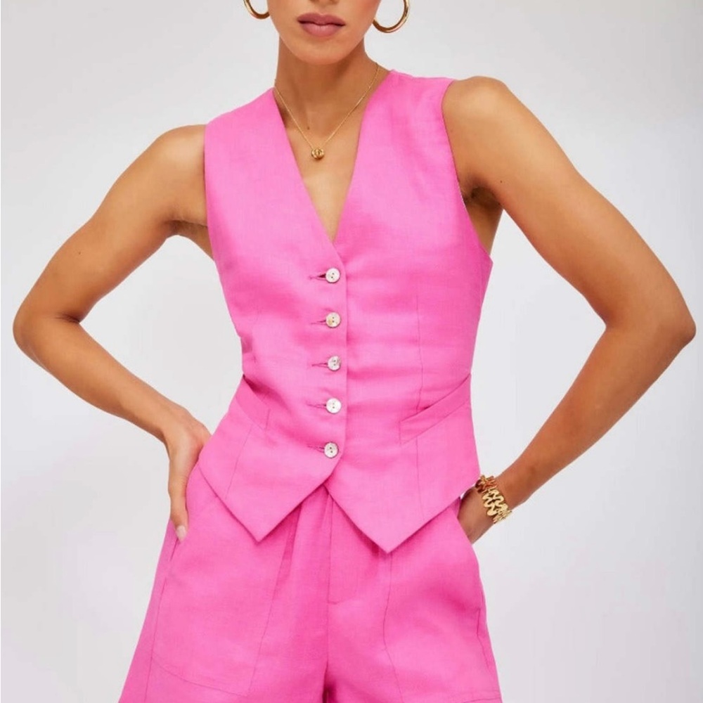 NWT Fifteen Twenty Vibrant Pink Button-Up Vest